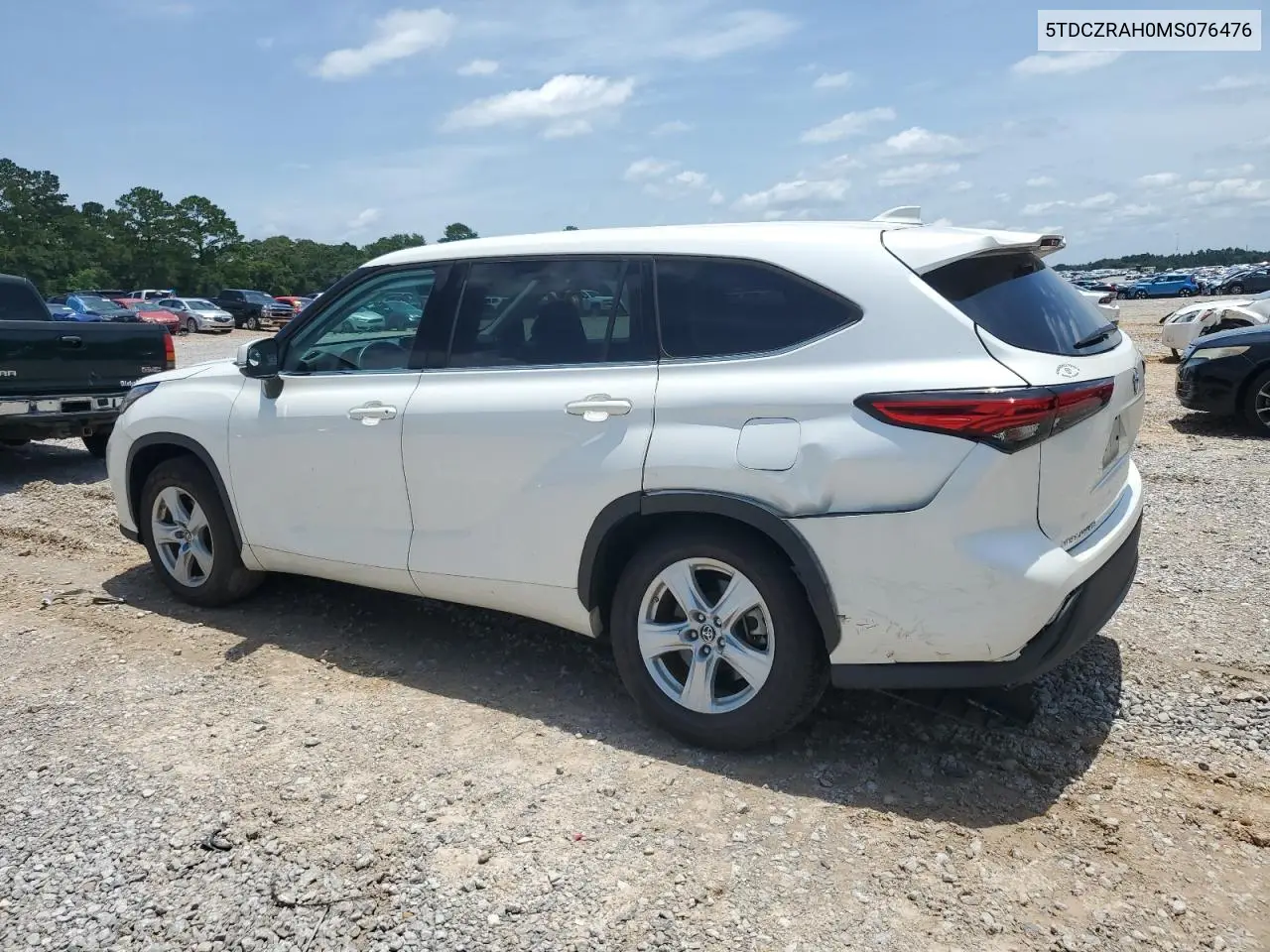 2021 Toyota Highlander L VIN: 5TDCZRAH0MS076476 Lot: 62508255