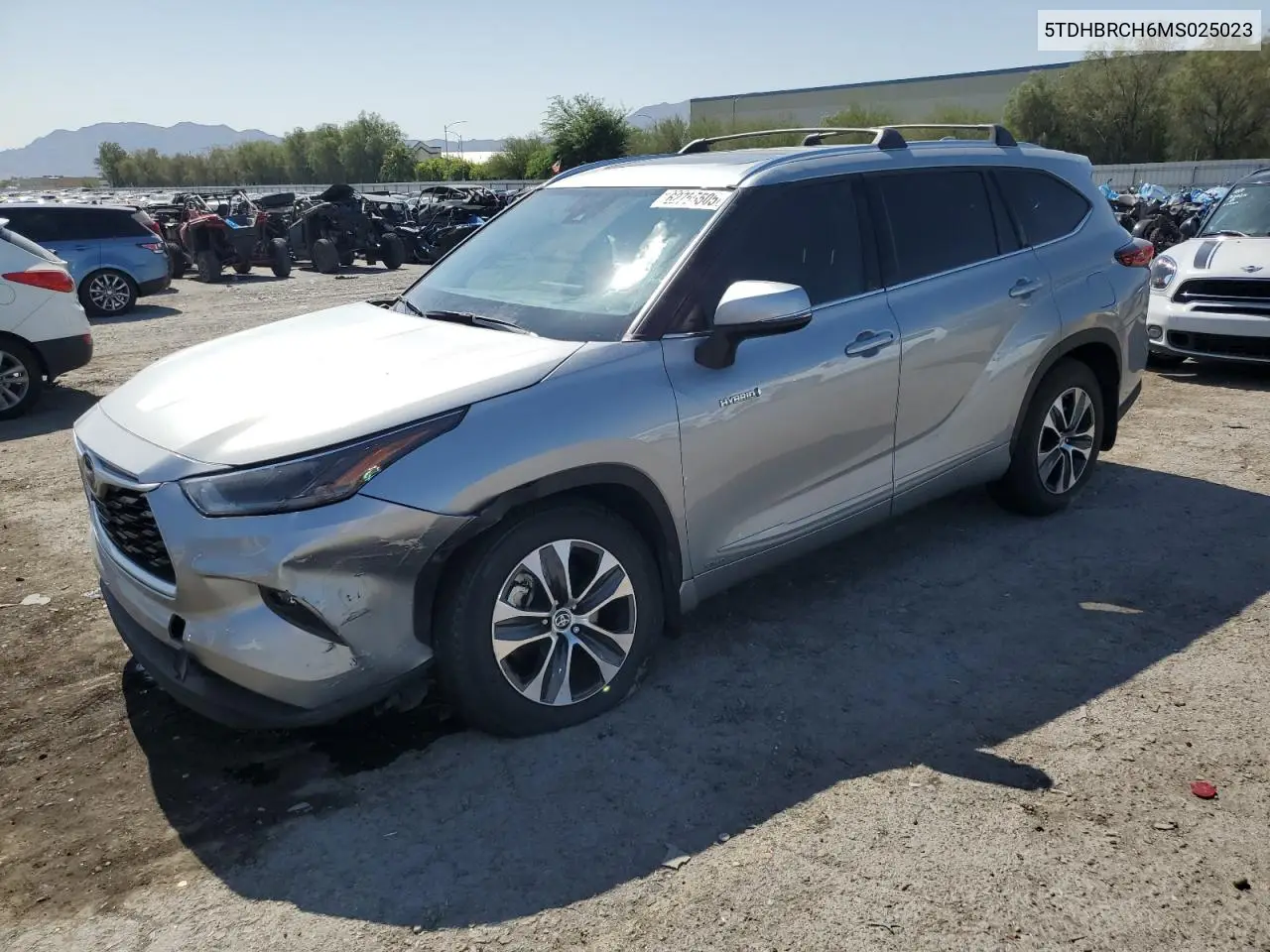 2021 Toyota Highlander Hybrid Xle VIN: 5TDHBRCH6MS025023 Lot: 62755505