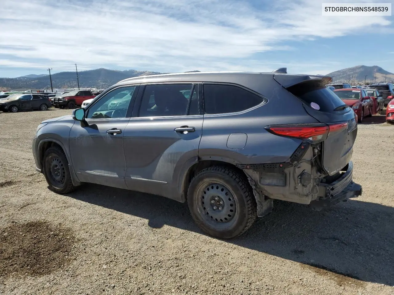 2022 Toyota Highlander Hybrid Xle VIN: 5TDGBRCH8NS548539 Lot: 50081425