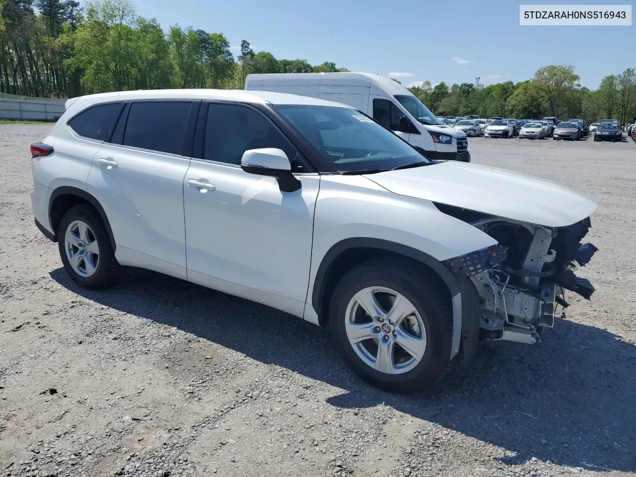 2022 Toyota Highlander Hybrid Le VIN: 5TDZARAH0NS516943 Lot: 52202305