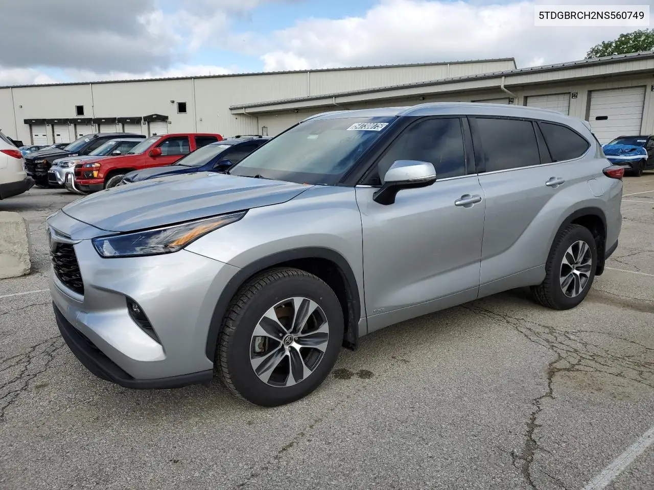 2022 Toyota Highlander Hybrid Xle VIN: 5TDGBRCH2NS560749 Lot: 54730075