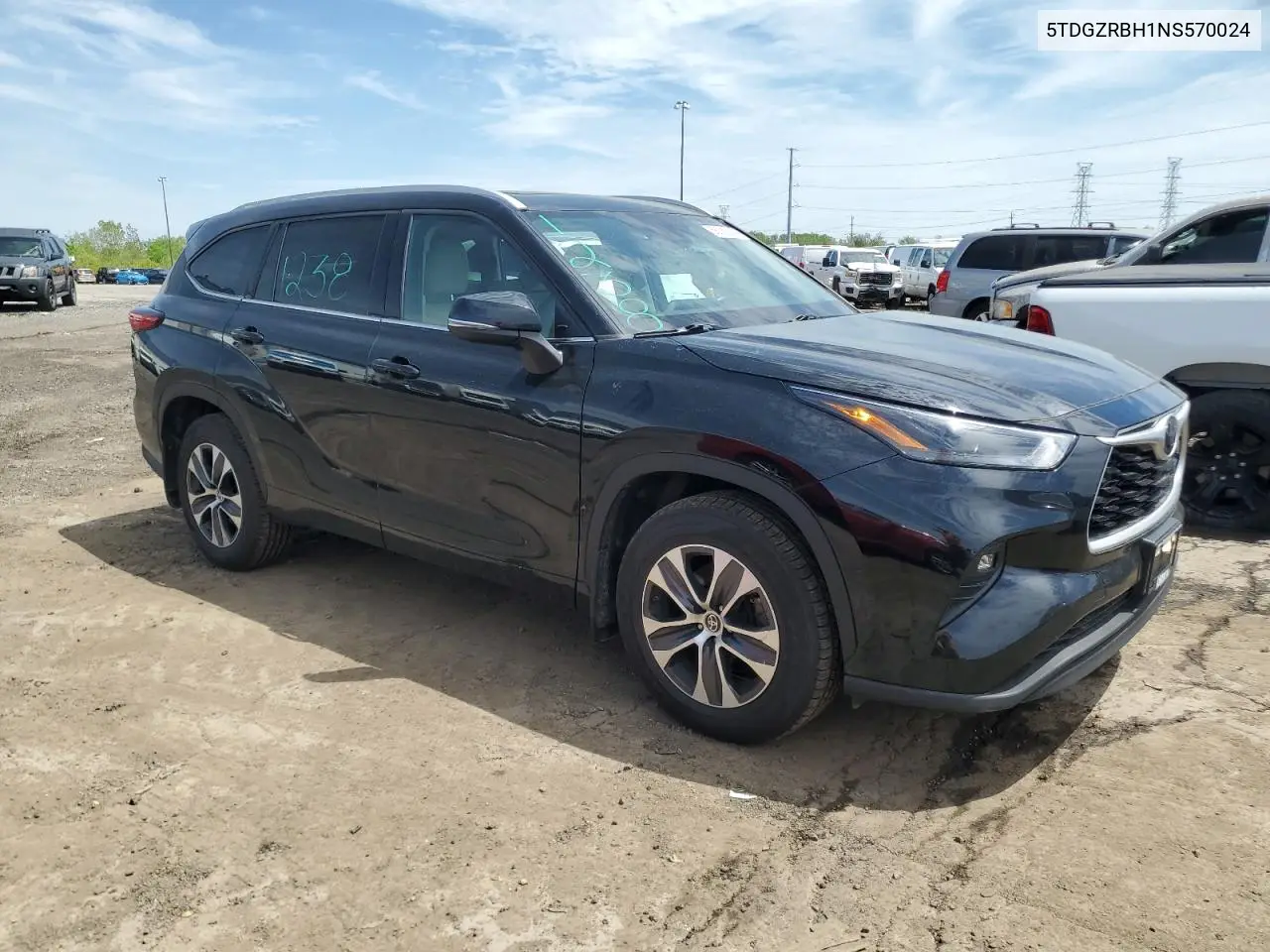 2022 Toyota Highlander Xle VIN: 5TDGZRBH1NS570024 Lot: 56282345