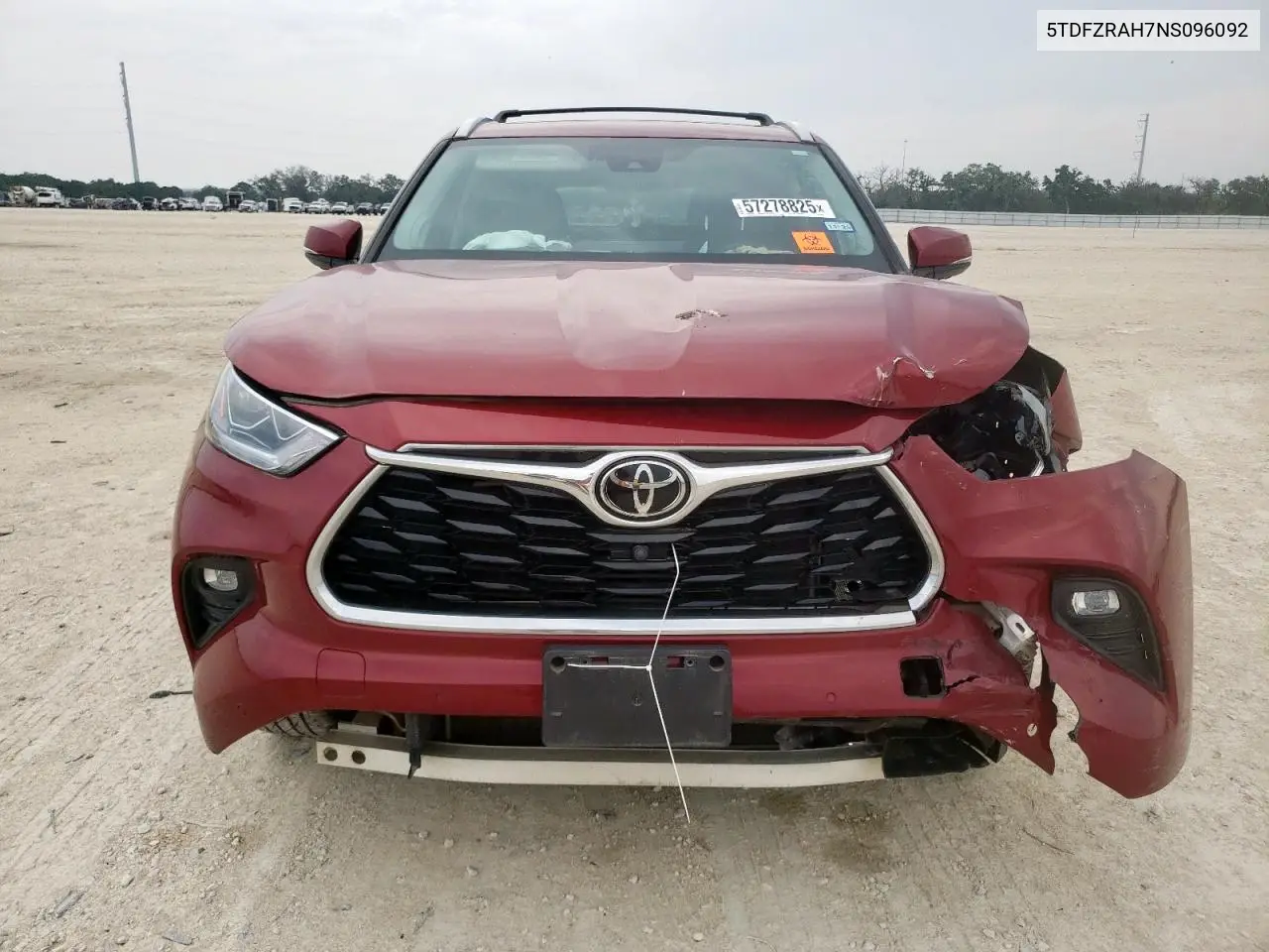 2022 Toyota Highlander Platinum VIN: 5TDFZRAH7NS096092 Lot: 57278825
