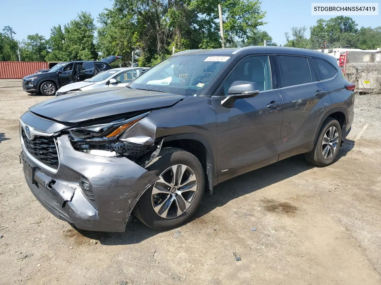 2022 Toyota Highlander Hybrid Xle VIN: 5TDGBRCH4NS547419 Lot: 62028255