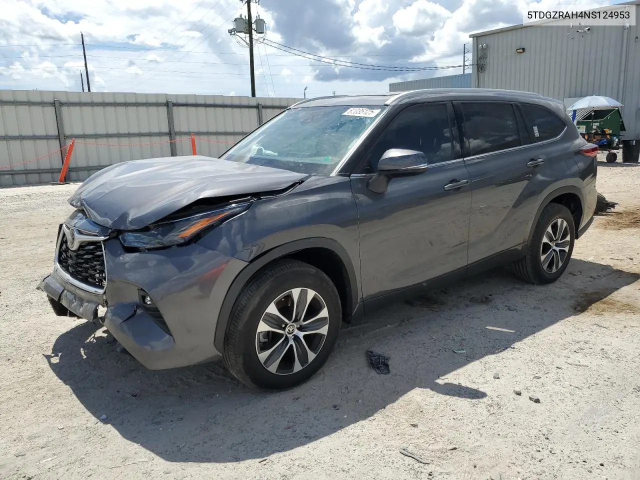 2022 Toyota Highlander Xle VIN: 5TDGZRAH4NS124953 Lot: 62035125