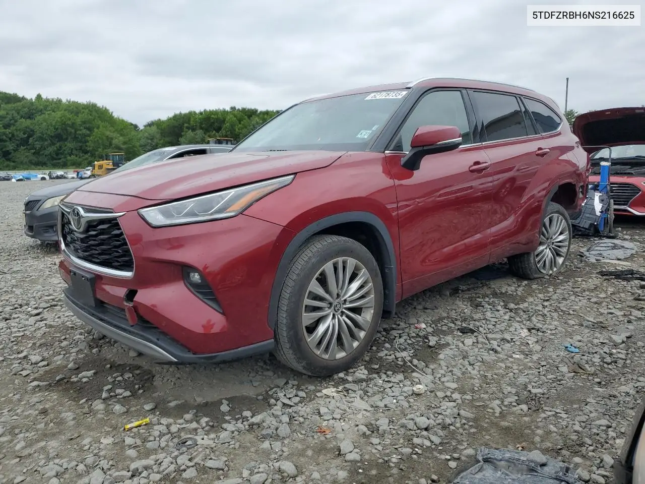 2022 Toyota Highlander Platinum VIN: 5TDFZRBH6NS216625 Lot: 62178735