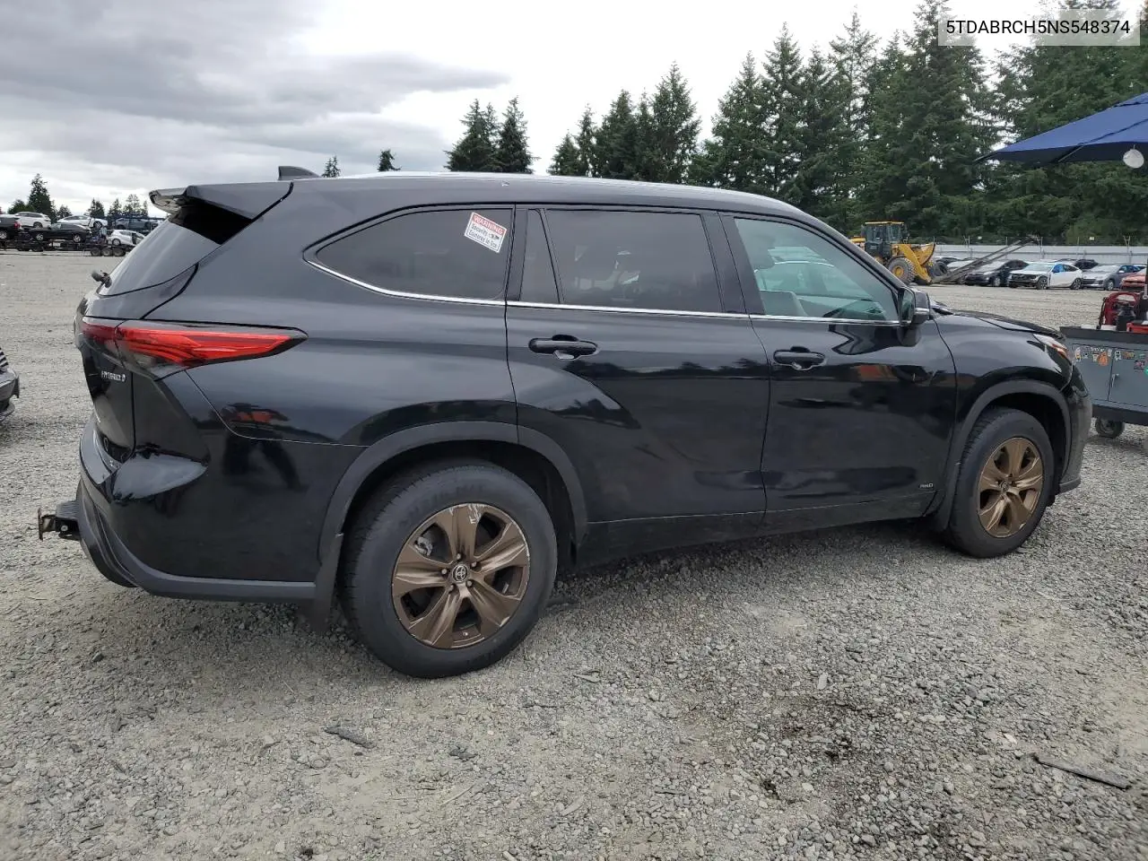 2022 Toyota Highlander Hybrid Xle VIN: 5TDABRCH5NS548374 Lot: 62456335