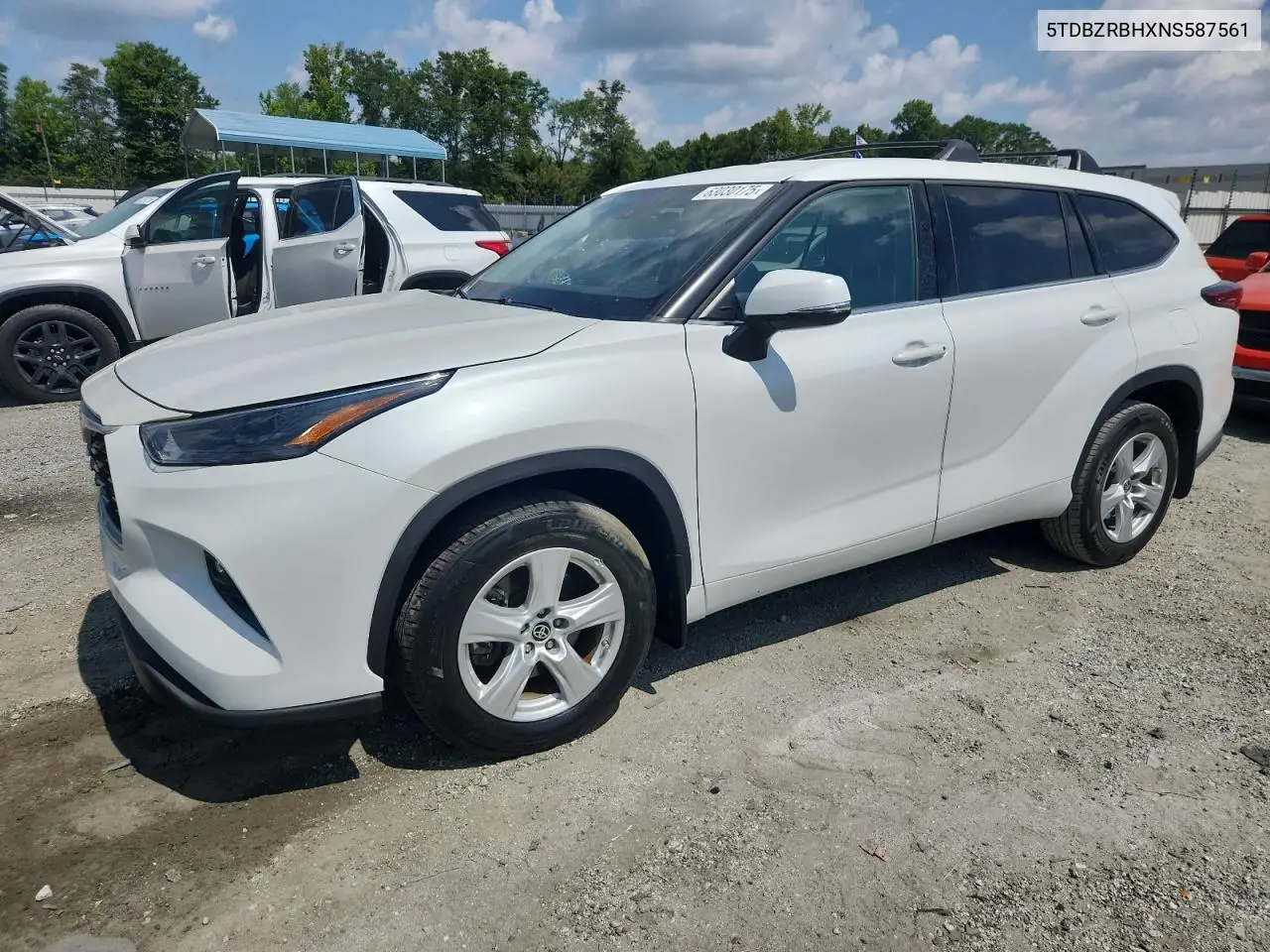 2022 Toyota Highlander L VIN: 5TDBZRBHXNS587561 Lot: 63030175