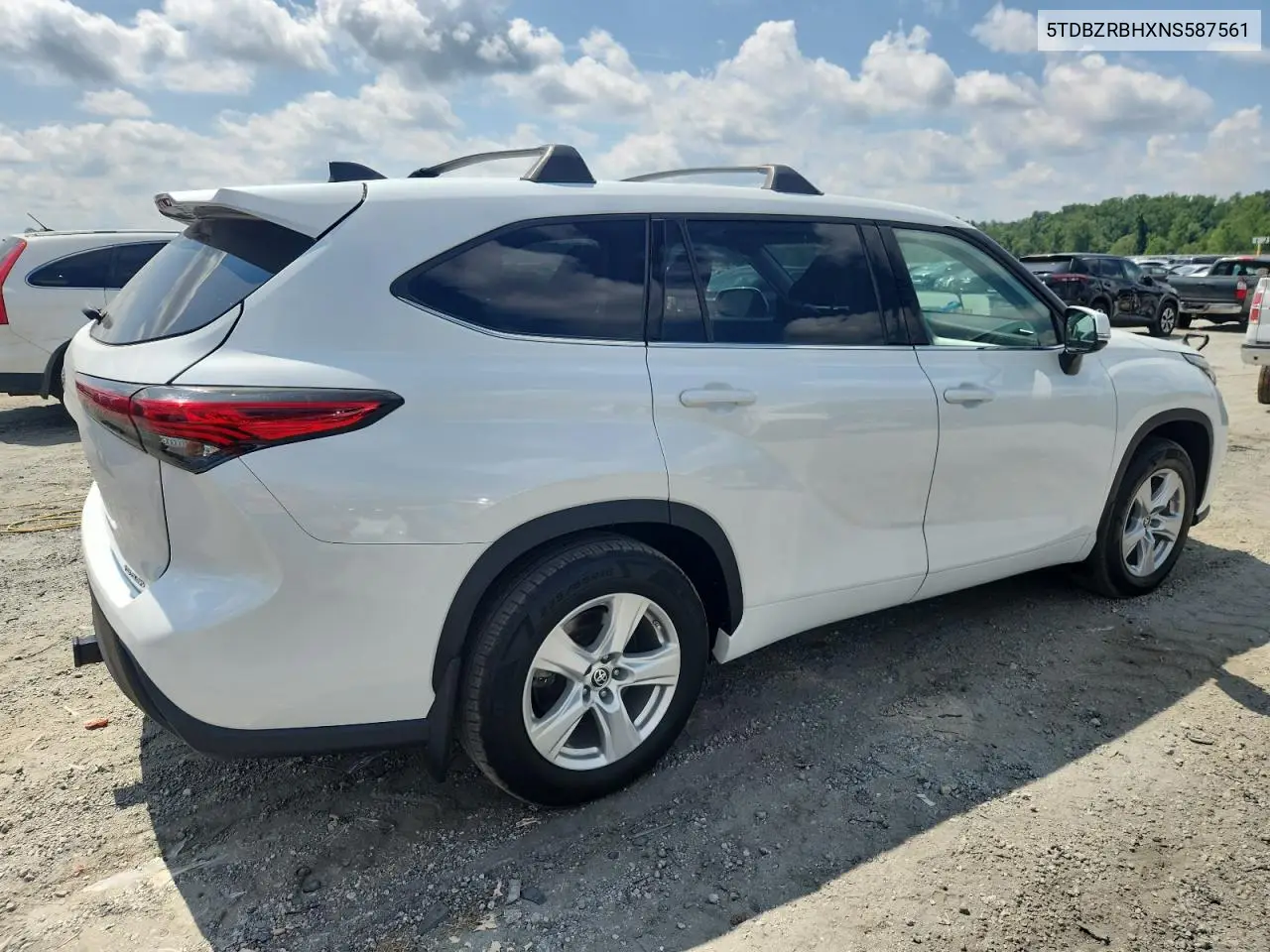 2022 Toyota Highlander L VIN: 5TDBZRBHXNS587561 Lot: 63030175