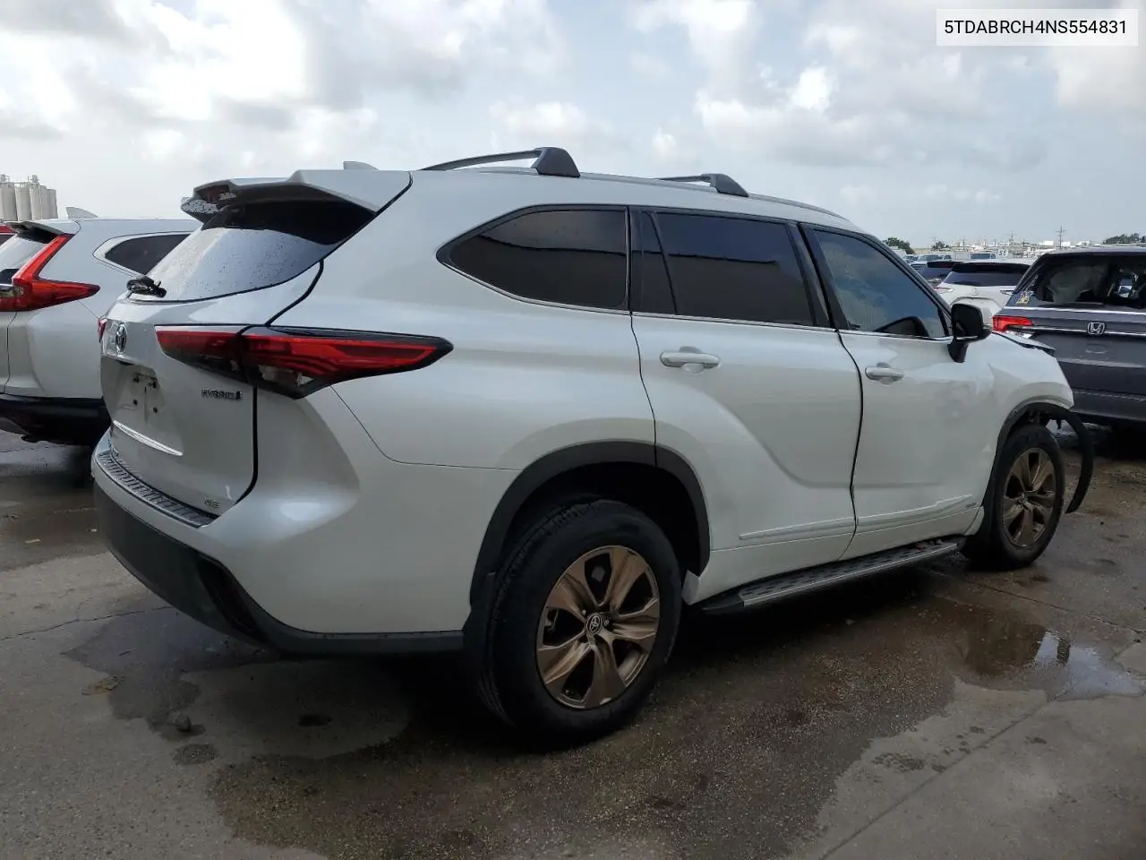 2022 Toyota Highlander Hybrid Xle VIN: 5TDABRCH4NS554831 Lot: 63219455