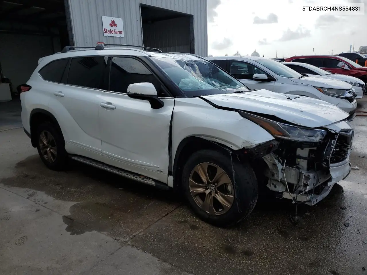 2022 Toyota Highlander Hybrid Xle VIN: 5TDABRCH4NS554831 Lot: 63219455