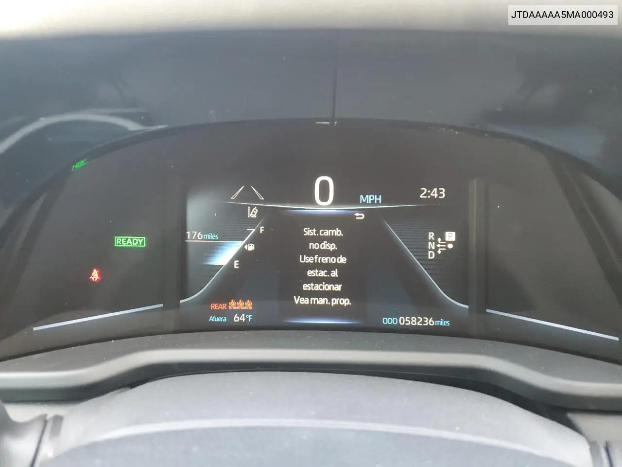 2021 Toyota Mirai Xle VIN: JTDAAAAA5MA000493 Lot: 49658895