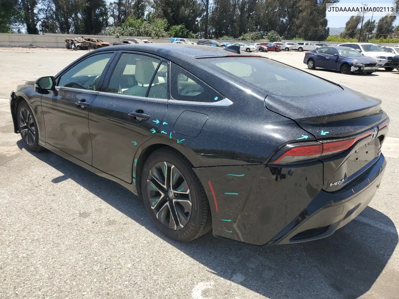 2021 Toyota Mirai Xle VIN: JTDAAAAA1MA002113 Lot: 60094585