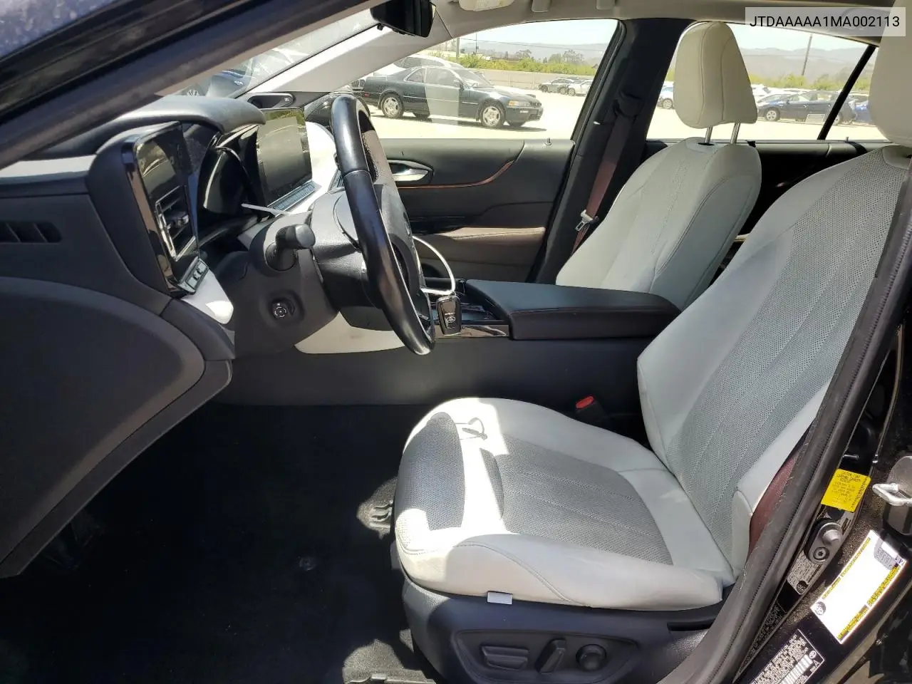 2021 Toyota Mirai Xle VIN: JTDAAAAA1MA002113 Lot: 60094585