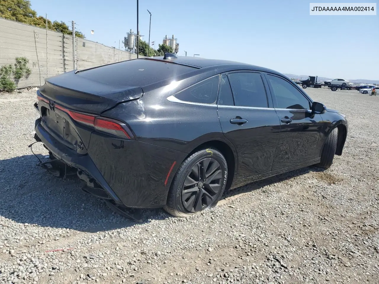 2021 Toyota Mirai Xle VIN: JTDAAAAA4MA002414 Lot: 62343755