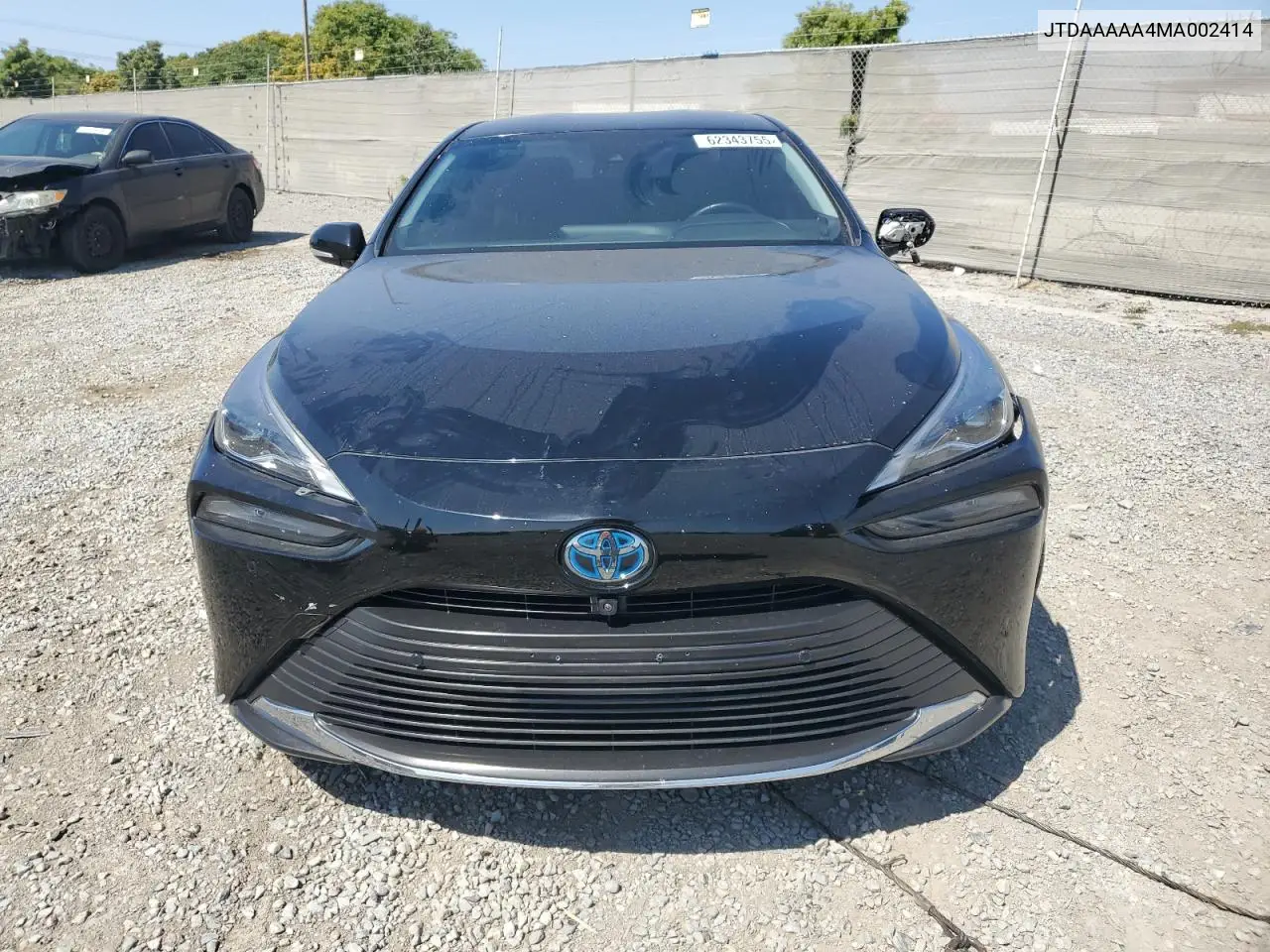 2021 Toyota Mirai Xle VIN: JTDAAAAA4MA002414 Lot: 62343755