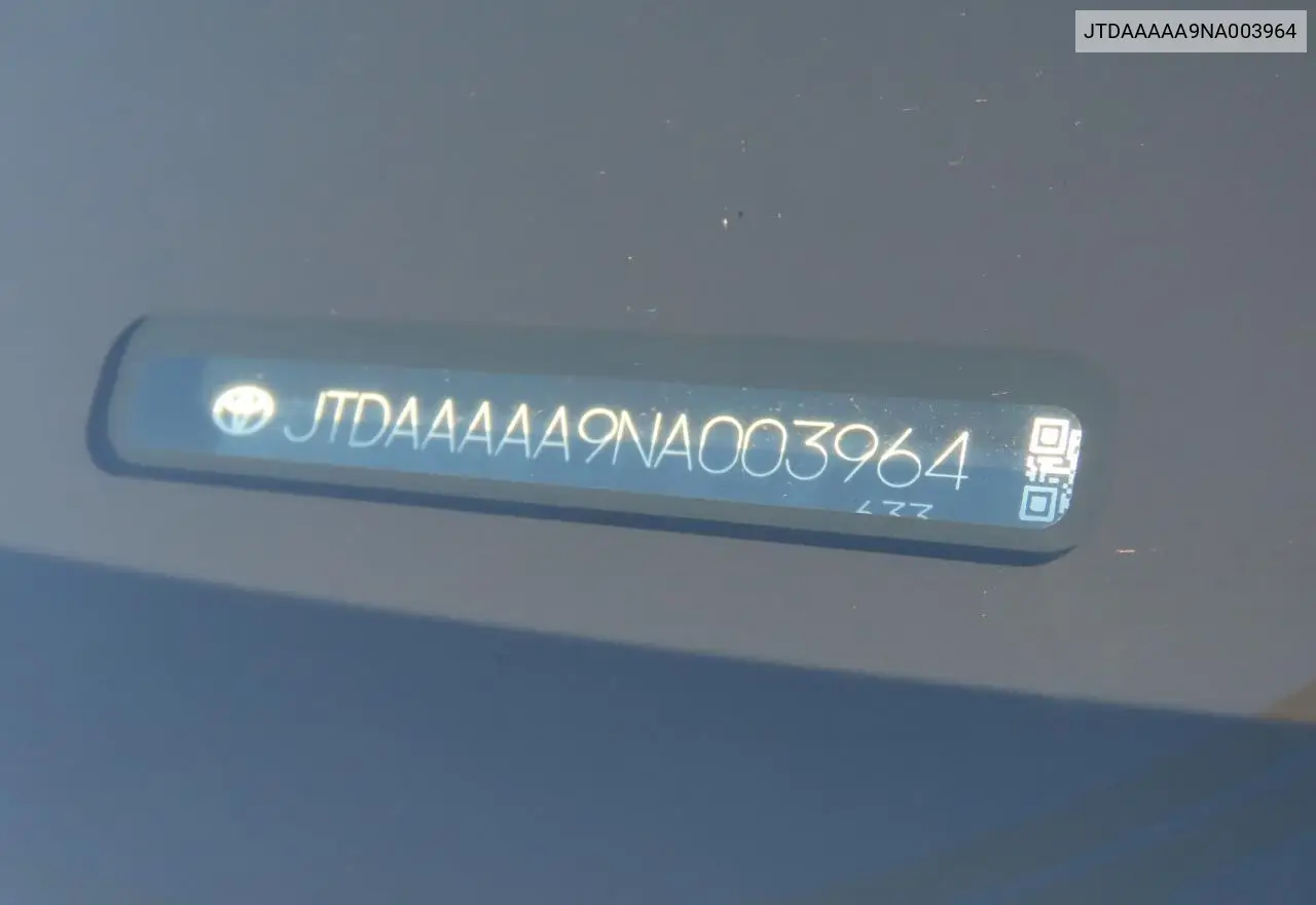 2022 Toyota Mirai Le VIN: JTDAAAAA9NA003964 Lot: 54784845