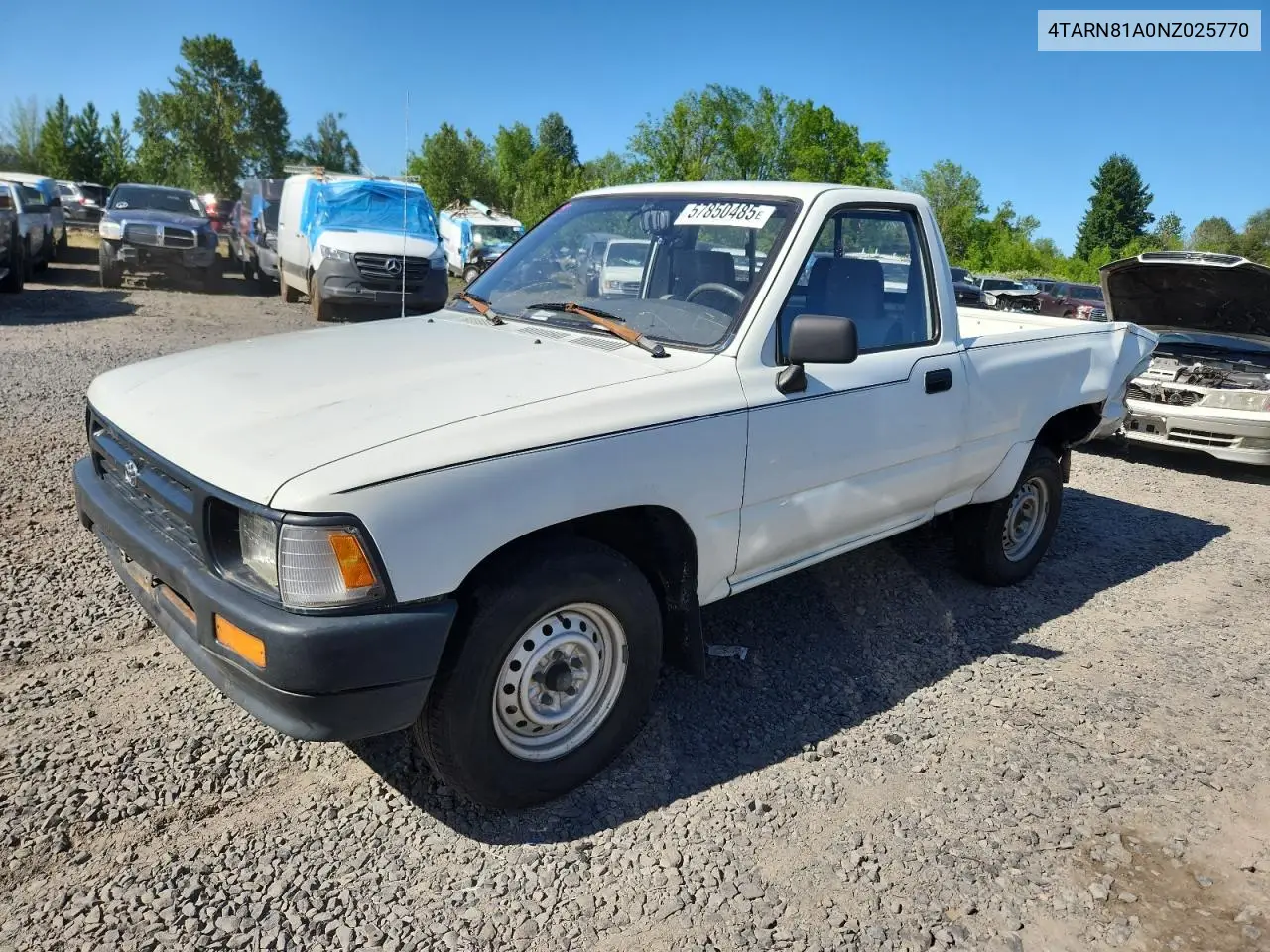 1992 Toyota Pickup 1/2 Ton Short Wheelbase Stb VIN: 4TARN81A0NZ025770 Lot: 57850485