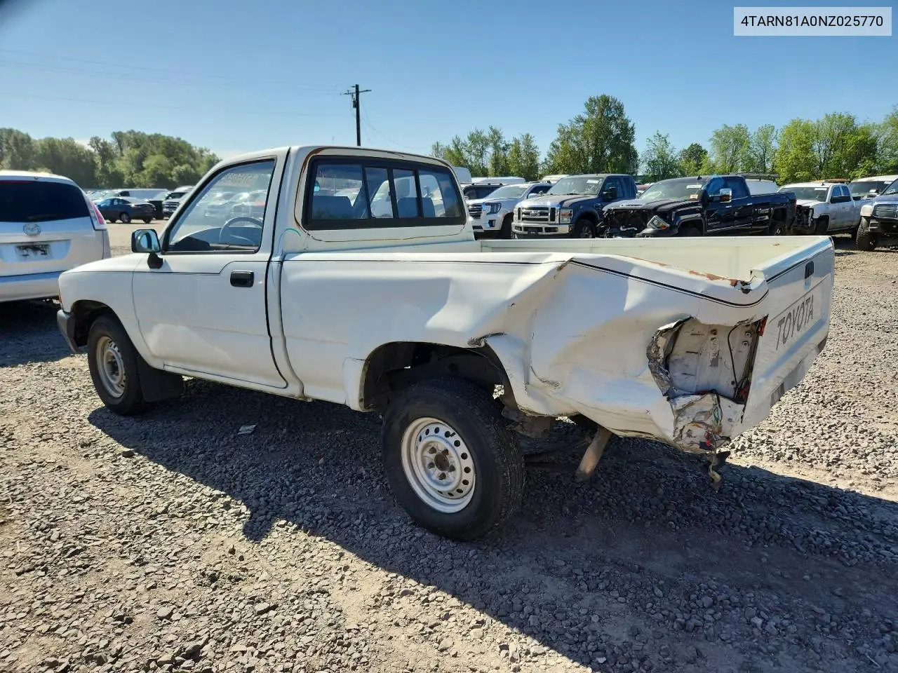 1992 Toyota Pickup 1/2 Ton Short Wheelbase Stb VIN: 4TARN81A0NZ025770 Lot: 57850485