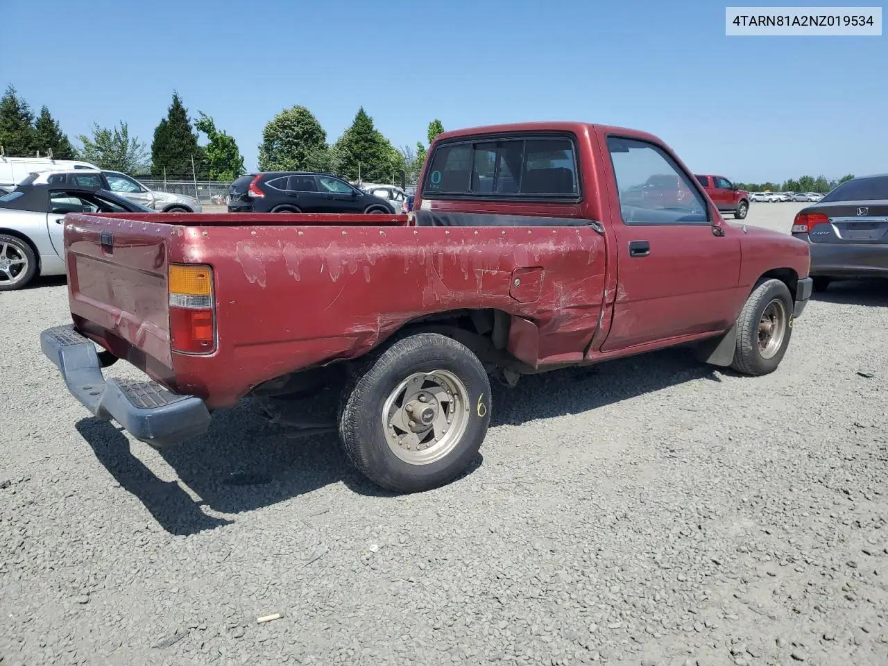 1992 Toyota Pickup 1/2 Ton Short Wheelbase Stb VIN: 4TARN81A2NZ019534 Lot: 60845135