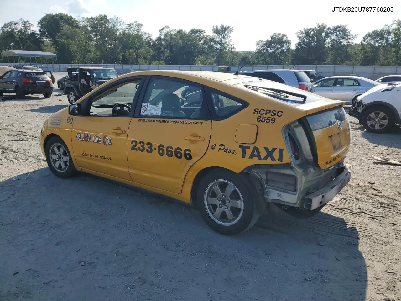 2008 Toyota Prius VIN: JTDKB20U787760205 Lot: 62181535