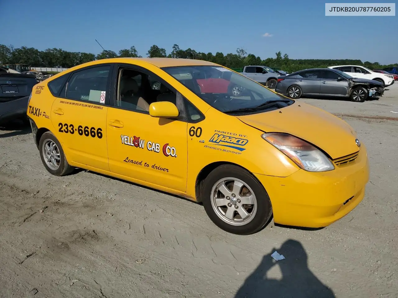 2008 Toyota Prius VIN: JTDKB20U787760205 Lot: 62181535
