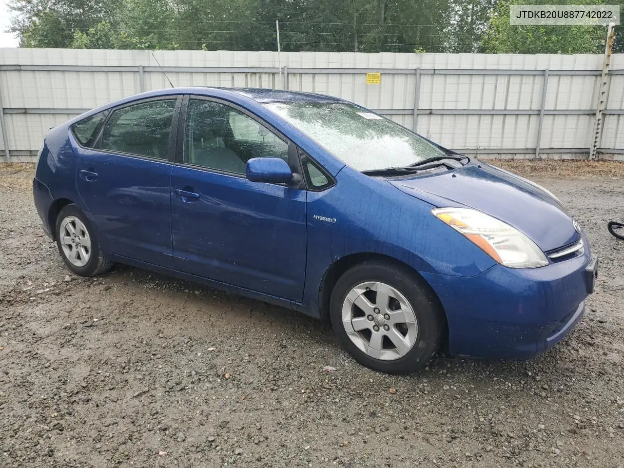 2008 Toyota Prius VIN: JTDKB20U887742022 Lot: 62902505