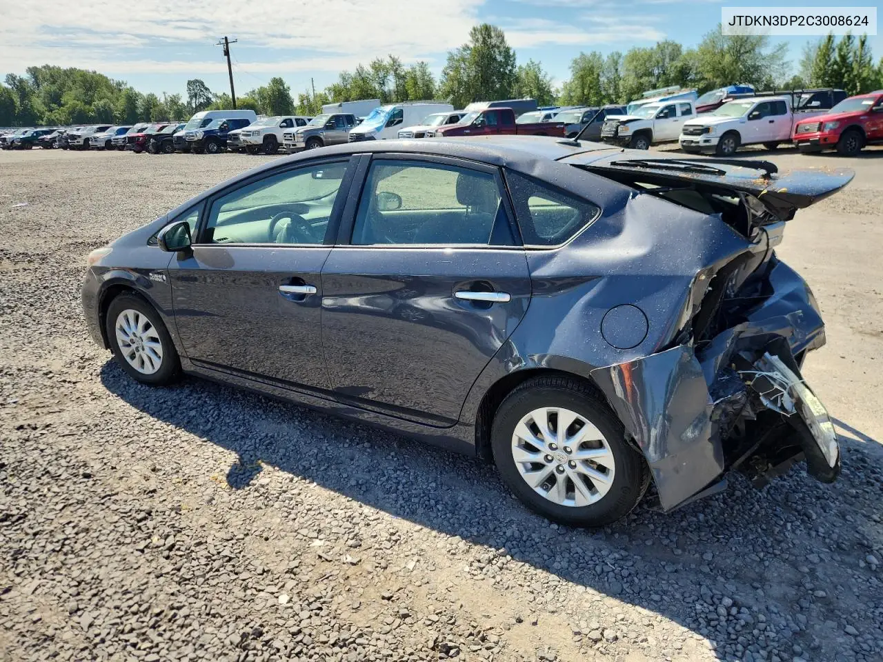 2012 Toyota Prius Plug-In VIN: JTDKN3DP2C3008624 Lot: 63097015