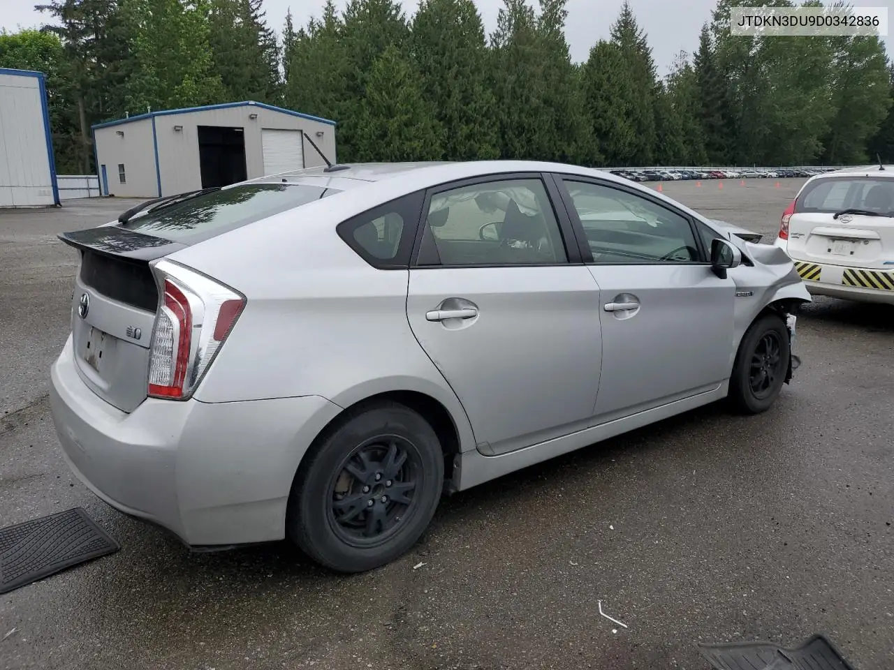 2013 Toyota Prius VIN: JTDKN3DU9D0342836 Lot: 57253585