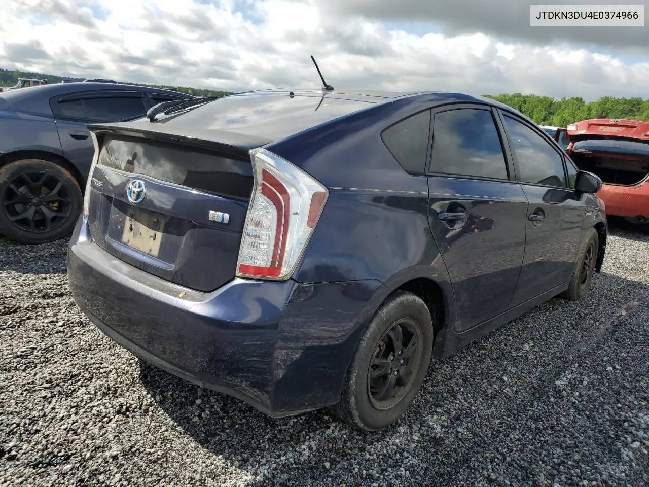 2014 Toyota Prius VIN: JTDKN3DU4E0374966 Lot: 57204265