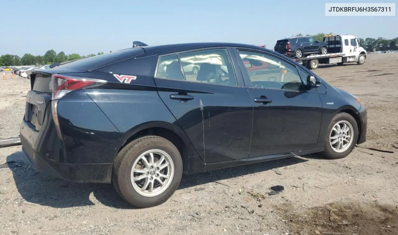 2017 Toyota Prius VIN: JTDKBRFU6H3567311 Lot: 62056435