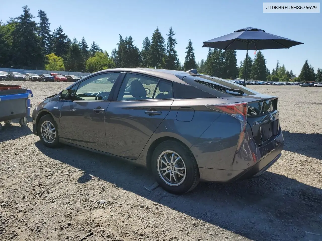 2017 Toyota Prius VIN: JTDKBRFU5H3576629 Lot: 63038995