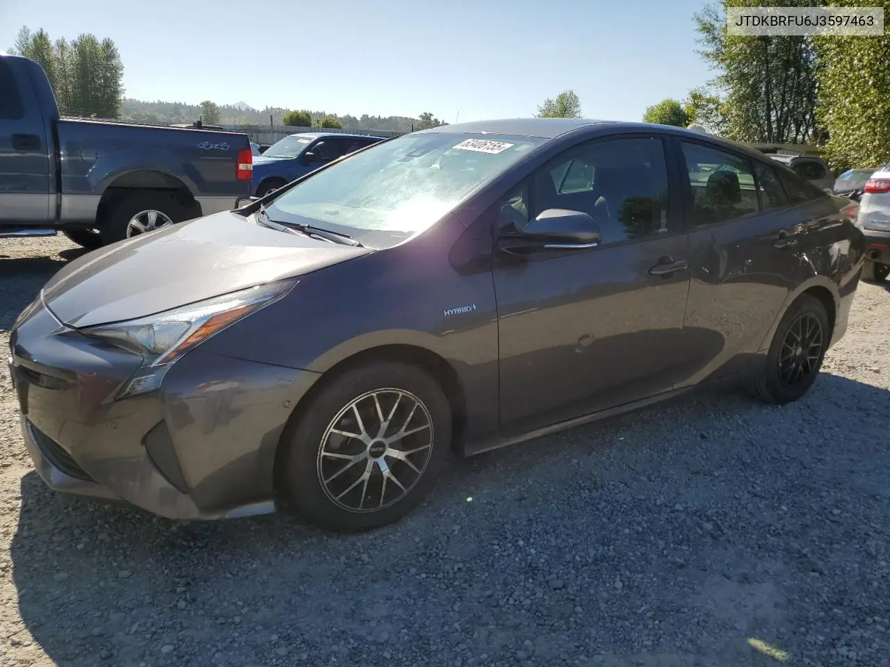 2018 Toyota Prius VIN: JTDKBRFU6J3597463 Lot: 63406155