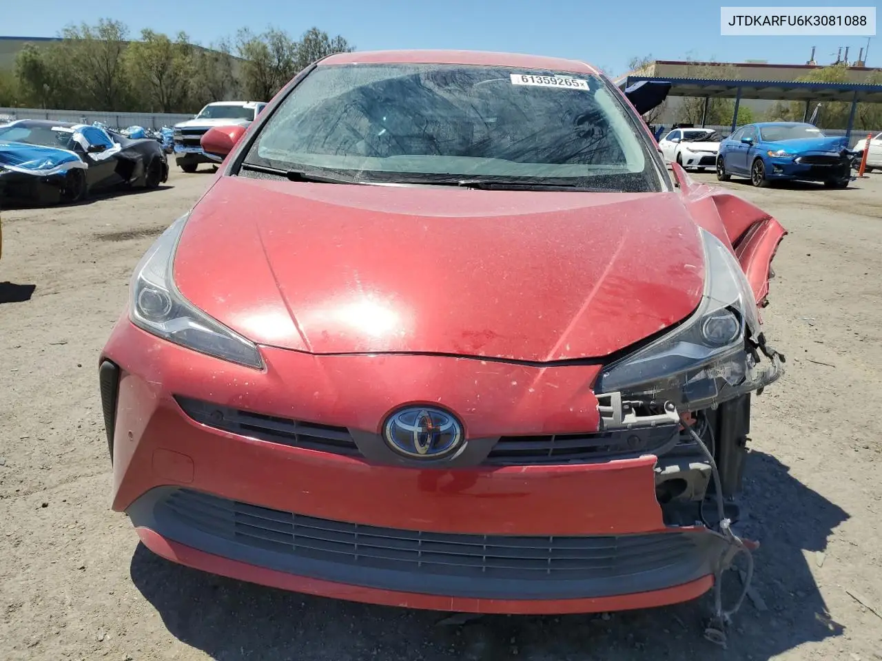 2019 Toyota Prius VIN: JTDKARFU6K3081088 Lot: 61359265