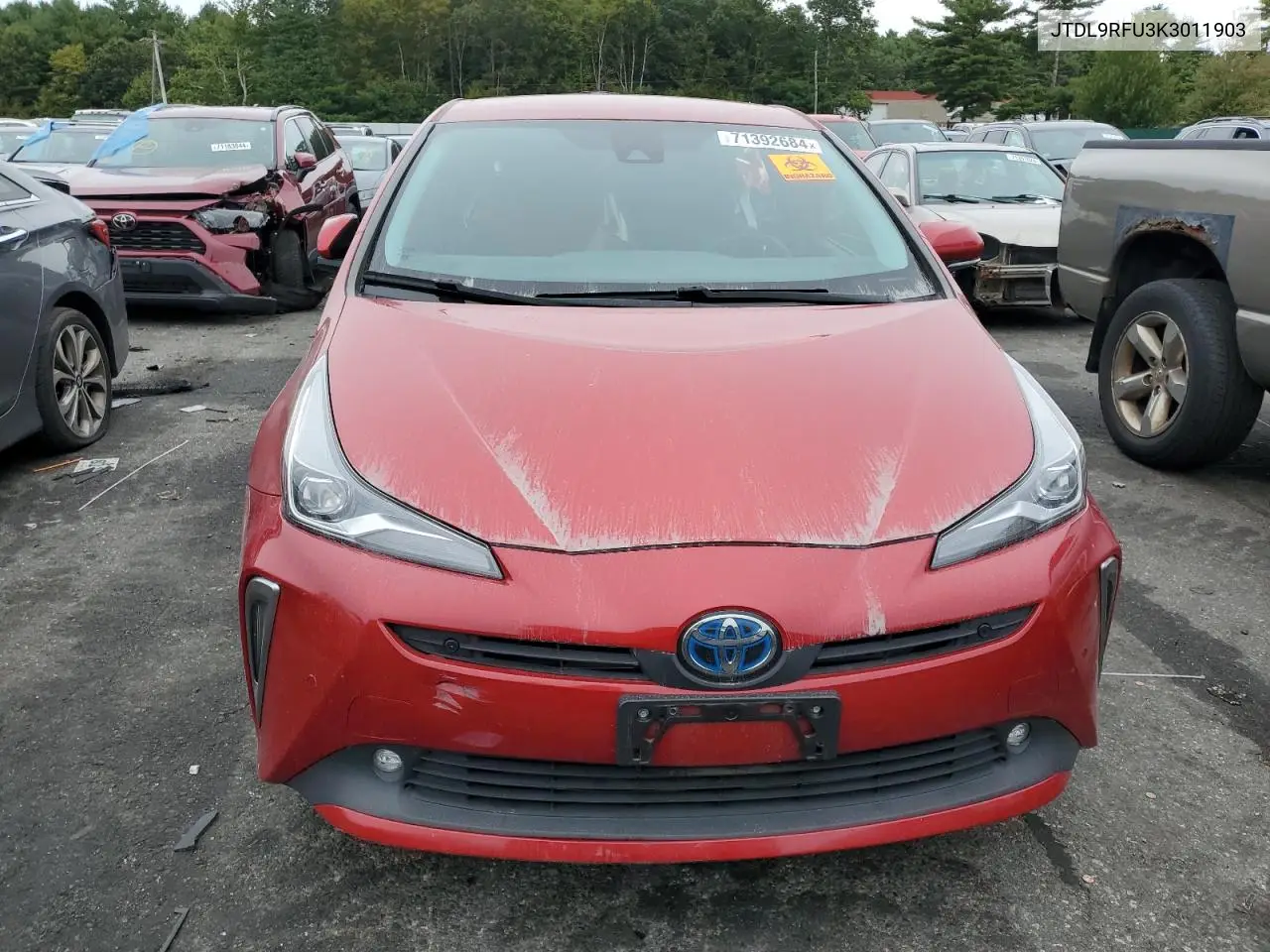 2019 Toyota Prius VIN: JTDL9RFU3K3011903 Lot: 71392684