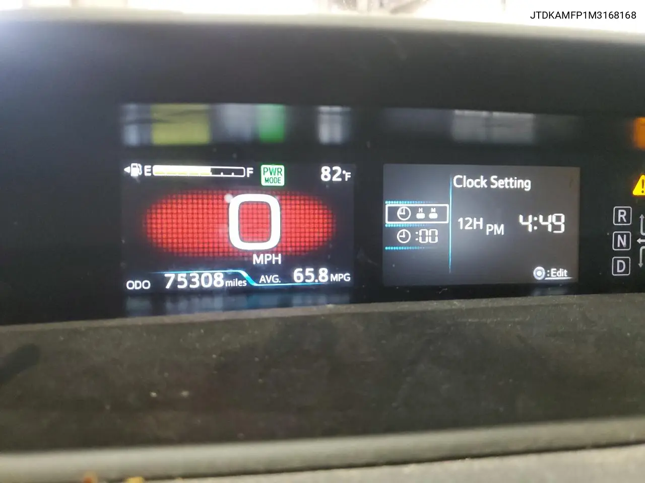 2021 Toyota Prius Prime Le VIN: JTDKAMFP1M3168168 Lot: 60358675