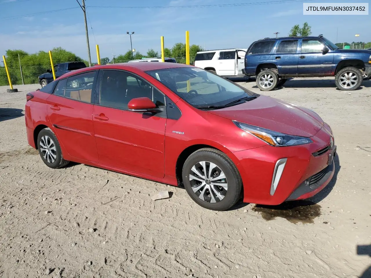 2022 Toyota Prius Le VIN: JTDL9MFU6N3037452 Lot: 62586535