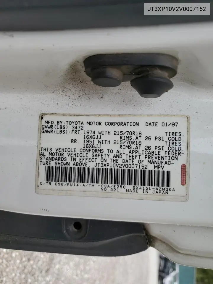 1997 Toyota Rav4 VIN: JT3XP10V2V0007152 Lot: 56968065
