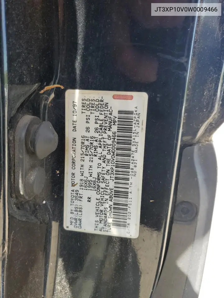 1998 Toyota Rav4 VIN: JT3XP10V0W0009466 Lot: 56832325