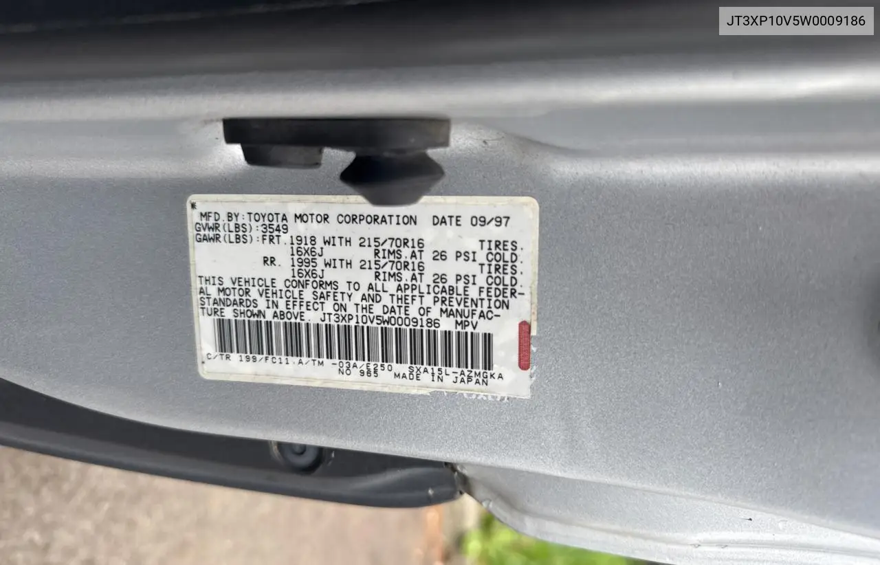 1998 Toyota Rav4 VIN: JT3XP10V5W0009186 Lot: 57117685