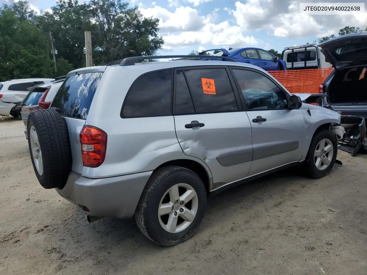 2004 Toyota Rav4 VIN: JTEGD20V940022638 Lot: 56646325