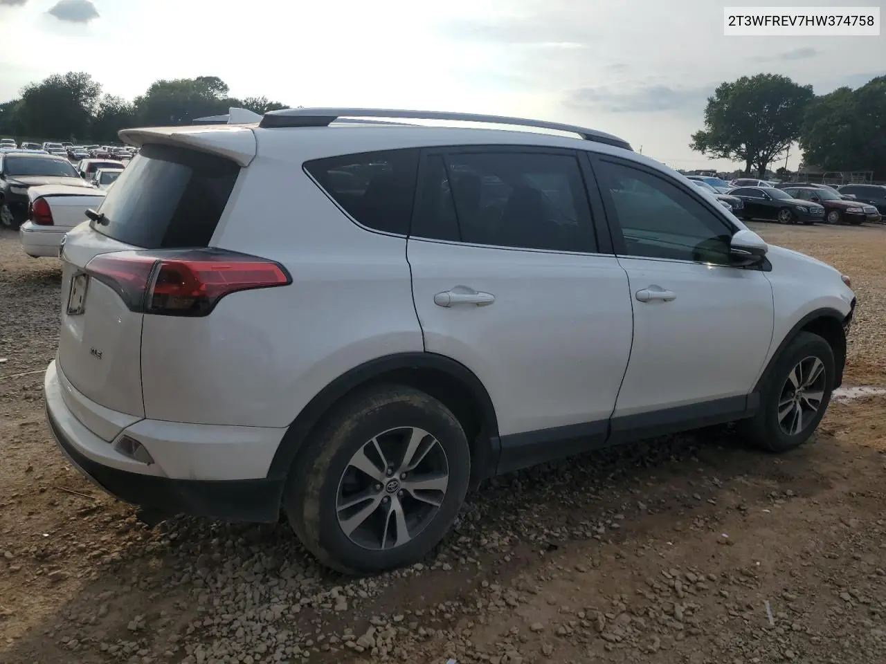 2017 Toyota Rav4 Xle VIN: 2T3WFREV7HW374758 Lot: 62653955