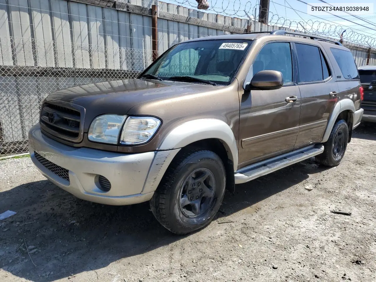 2001 Toyota Sequoia Sr5 VIN: 5TDZT34A81S038948 Lot: 49405765