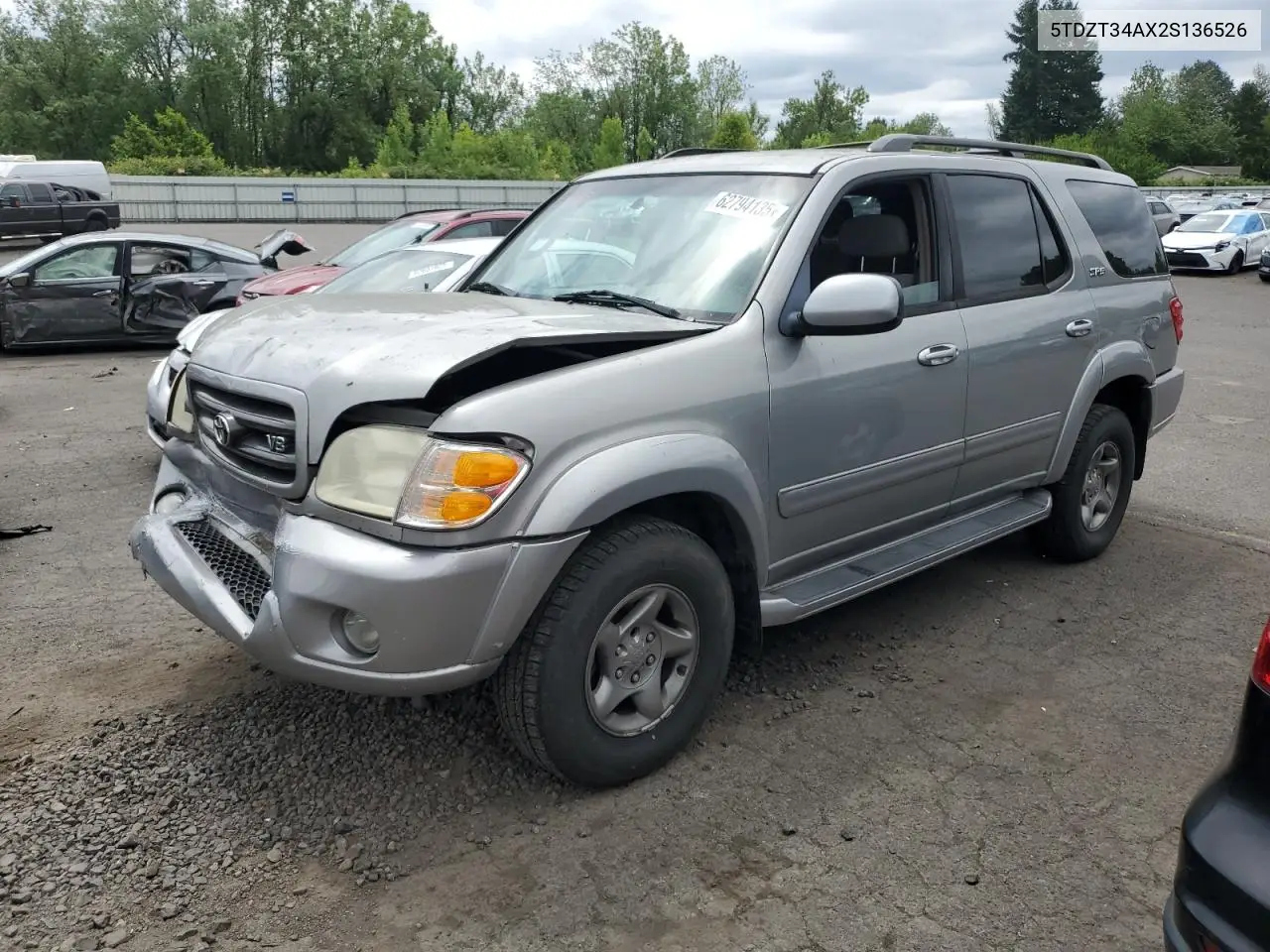 2002 Toyota Sequoia Sr5 VIN: 5TDZT34AX2S136526 Lot: 62794135