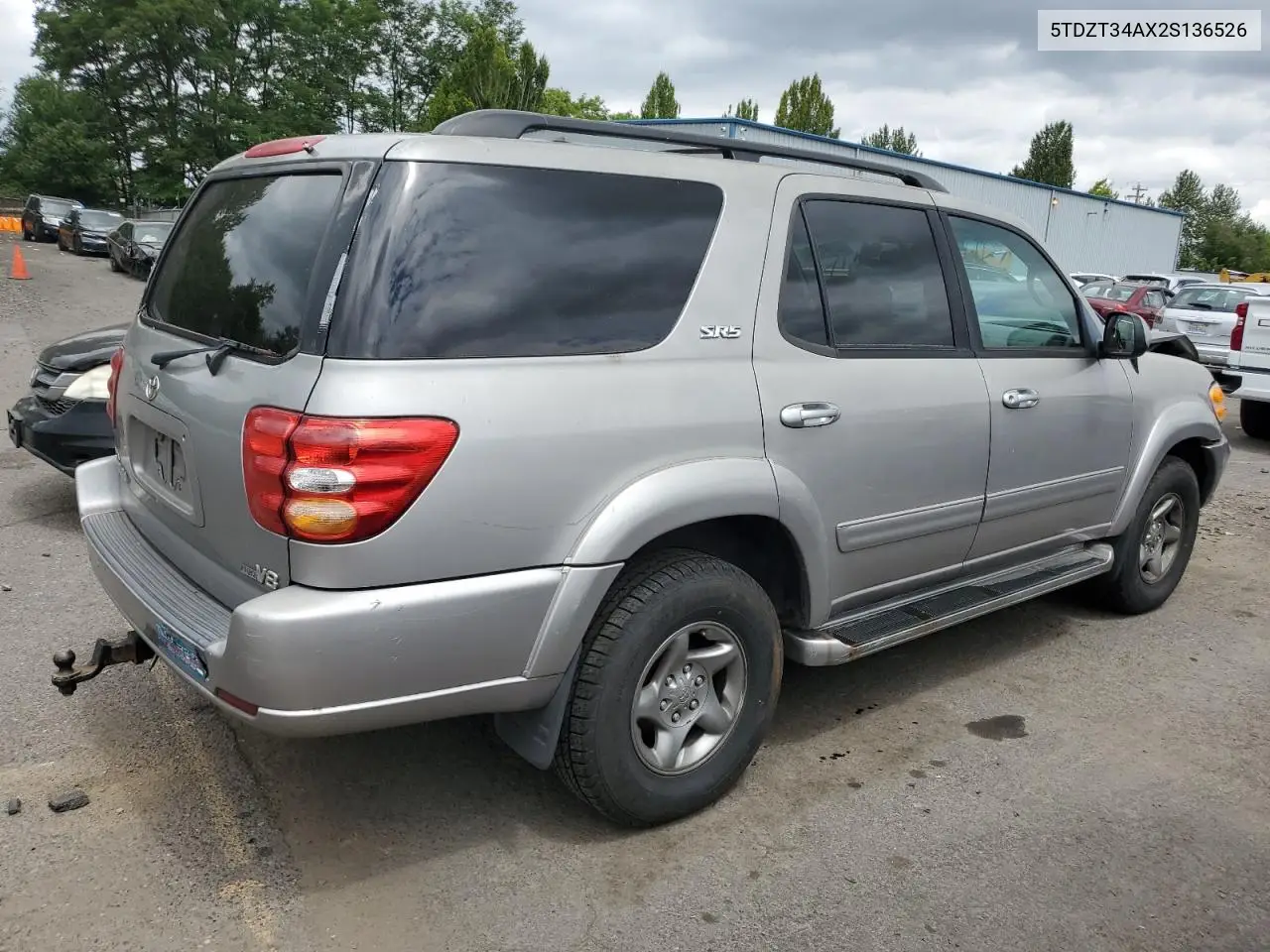 2002 Toyota Sequoia Sr5 VIN: 5TDZT34AX2S136526 Lot: 62794135