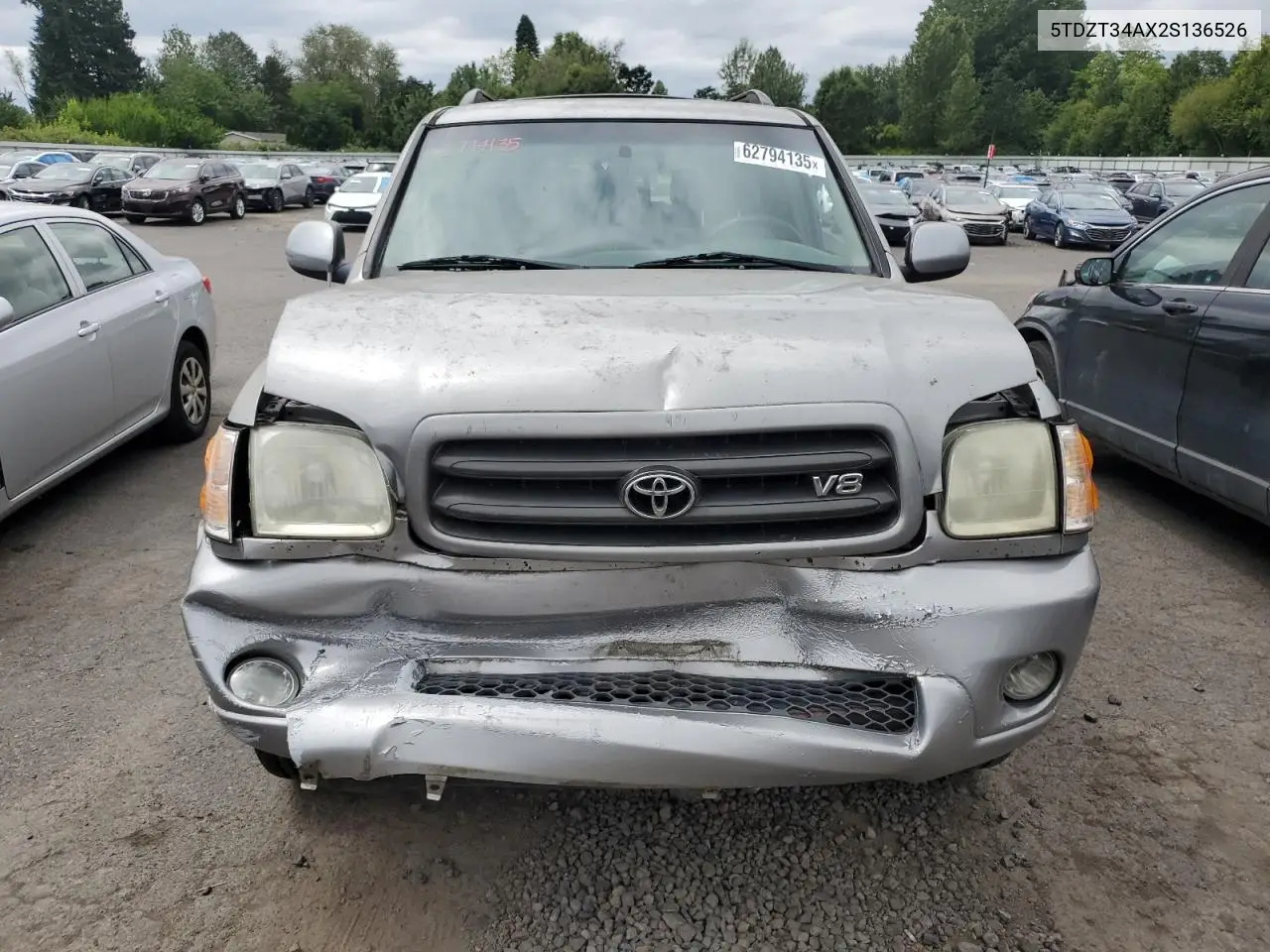 2002 Toyota Sequoia Sr5 VIN: 5TDZT34AX2S136526 Lot: 62794135