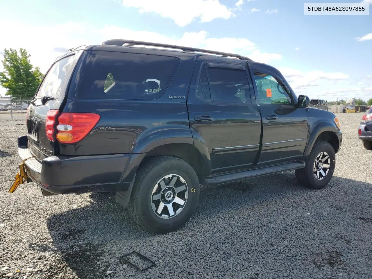 2002 Toyota Sequoia Limited VIN: 5TDBT48A62S097855 Lot: 63007855