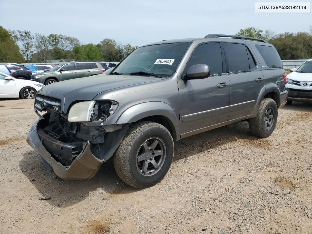 2003 Toyota Sequoia Limited VIN: 5TDZT38A63S192118 Lot: 57279075