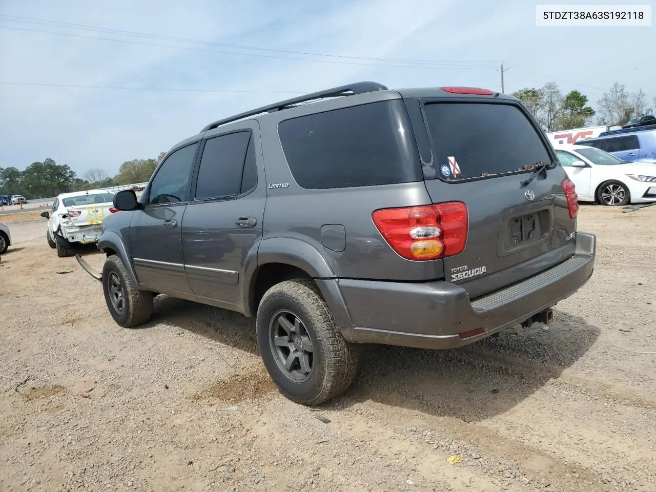 2003 Toyota Sequoia Limited VIN: 5TDZT38A63S192118 Lot: 57279075