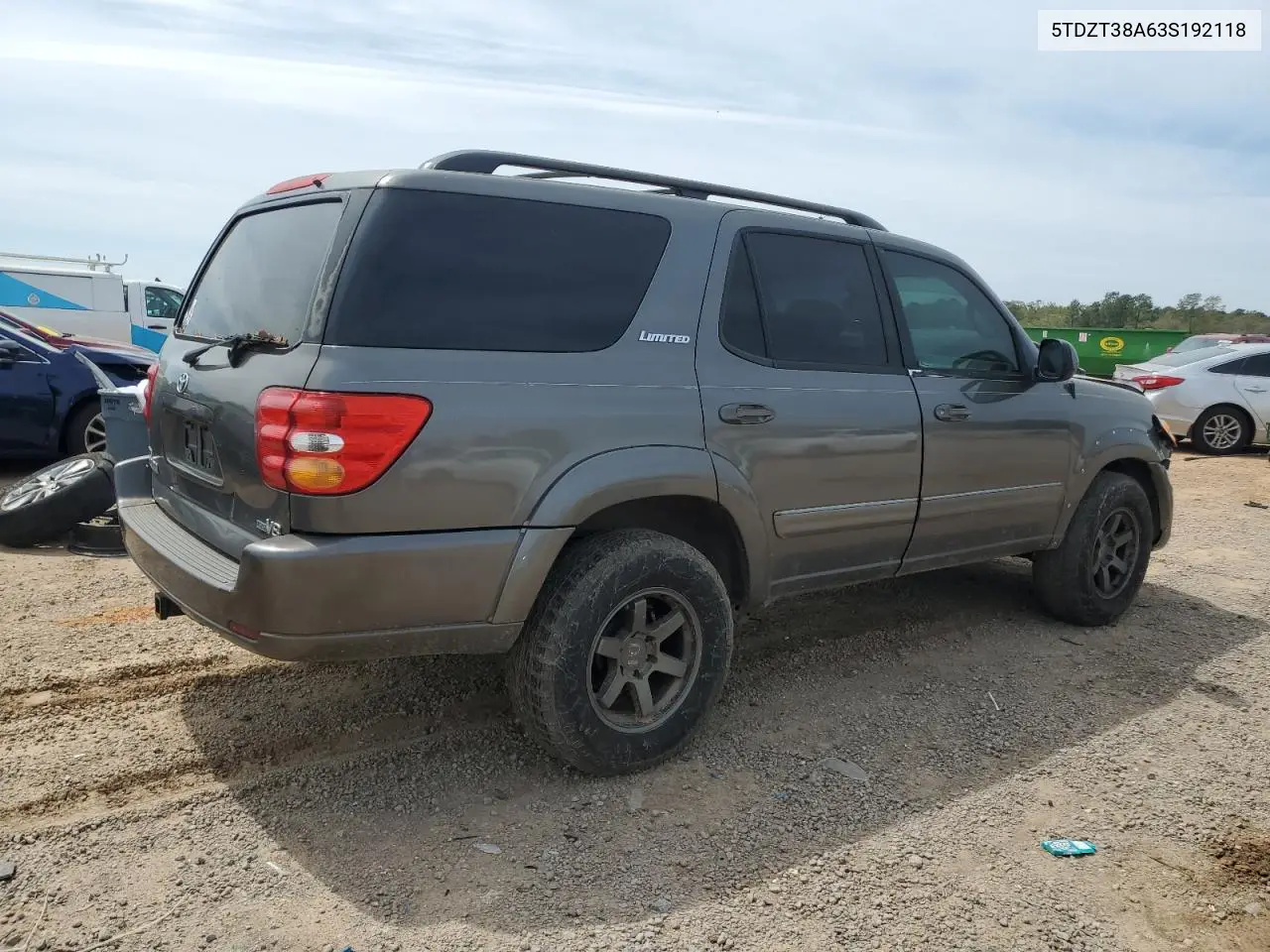 2003 Toyota Sequoia Limited VIN: 5TDZT38A63S192118 Lot: 57279075